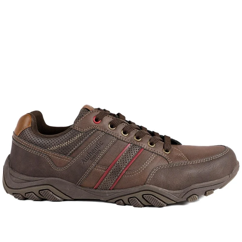 Wide Fit Cushioned Rugged Lace Up Shoes - VSHI43007 / 329 039 - Brown