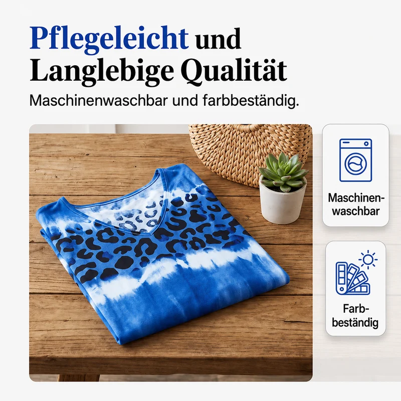 Kalissa | Luftiges Resortkleid mit Batik-Leoprint und V-Ausschnitt