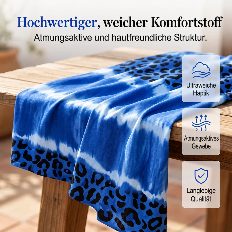 Kalissa | Luftiges Resortkleid mit Batik-Leoprint und V-Ausschnitt