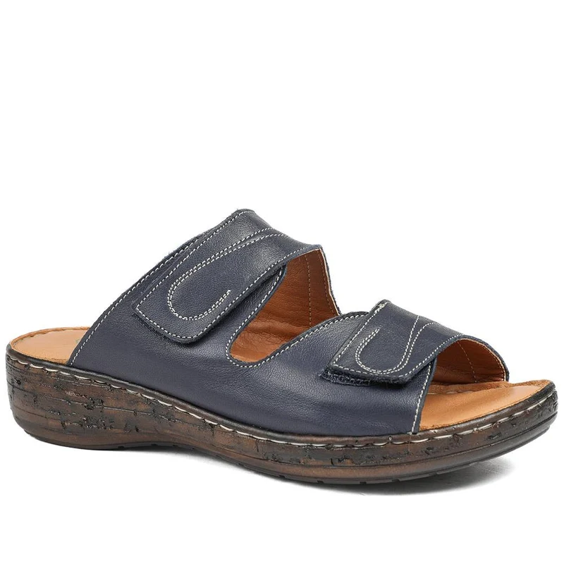 Wide Fit Leather Adjustable Fastening Sandals - LUCK43010 / 329 155