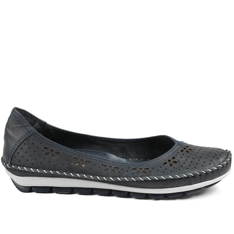 Breathable All Leather Grippy Pumps - SIMIN43001 / 329 020 - Navy