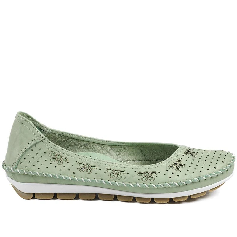 Breathable All Leather Grippy Pumps - SIMIN43001 / 329 020 - Lime