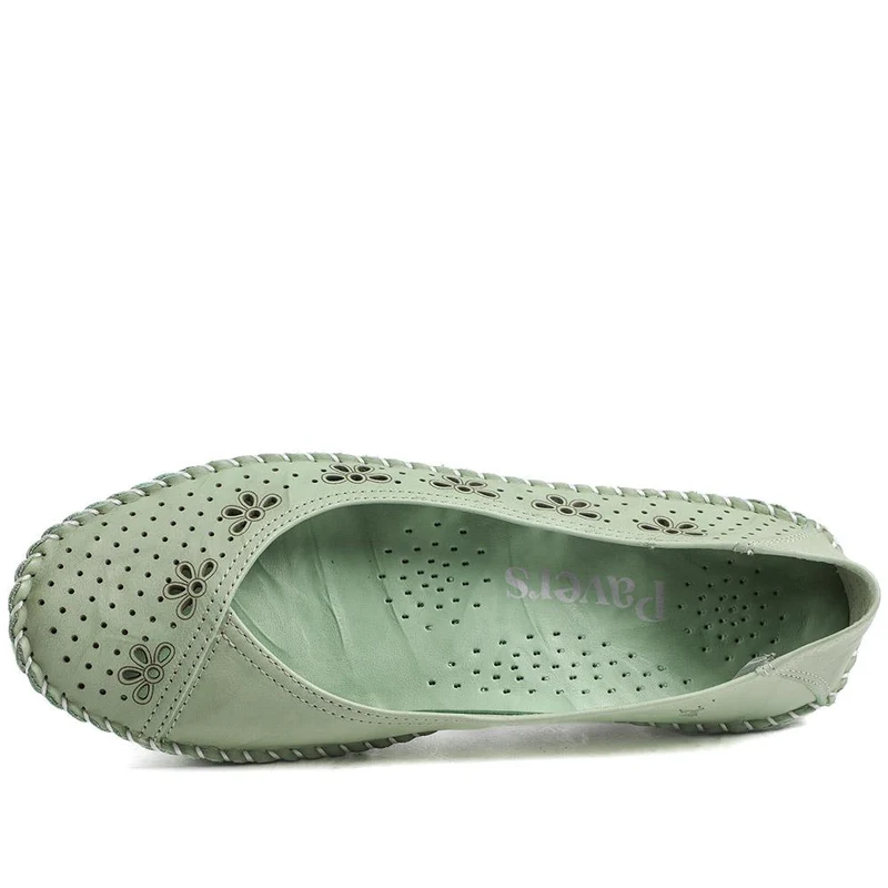 Breathable All Leather Grippy Pumps - SIMIN43001 / 329 020 - Lime