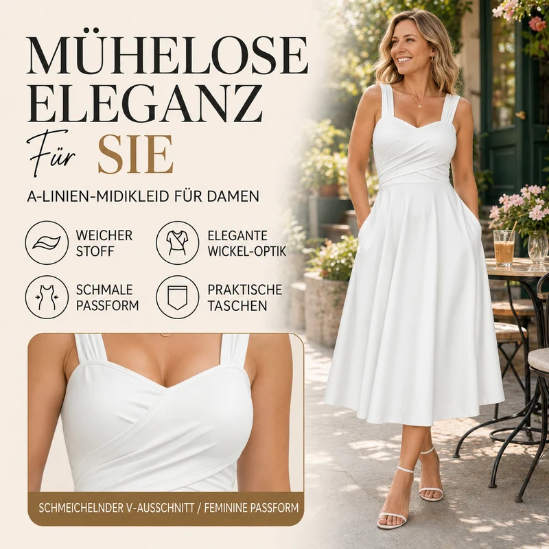 Amaina | A-Linien-Midikleid mit überkreuzter Taille