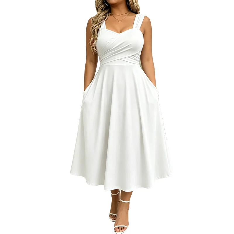 Amaina | A-Linien-Midikleid mit überkreuzter Taille