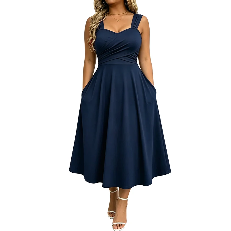 Amaina | A-Linien-Midikleid mit überkreuzter Taille
