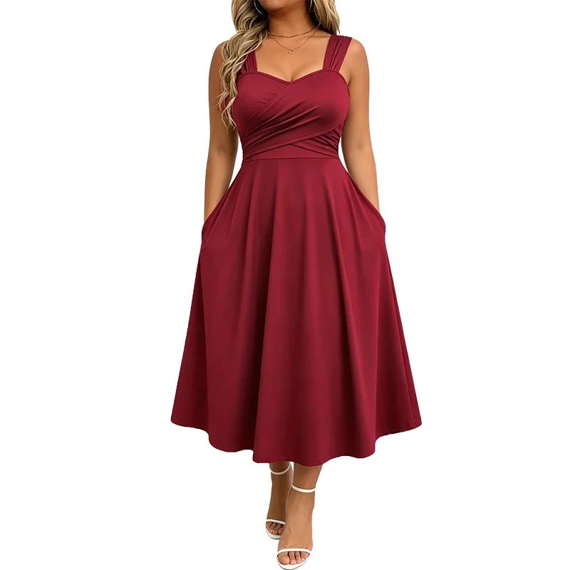 Amaina | A-Linien-Midikleid mit überkreuzter Taille