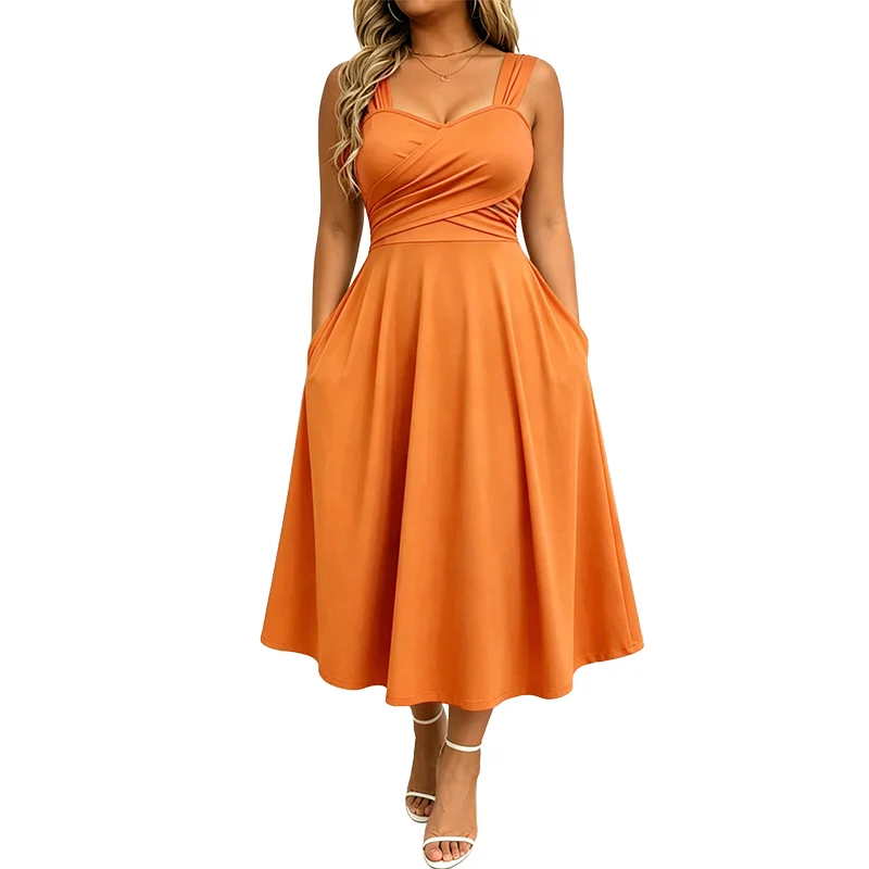 Amaina | A-Linien-Midikleid mit überkreuzter Taille