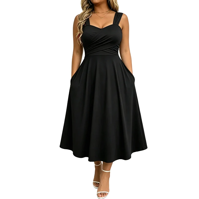 Amaina | A-Linien-Midikleid mit überkreuzter Taille