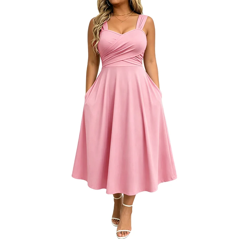 Amaina | A-Linien-Midikleid mit überkreuzter Taille