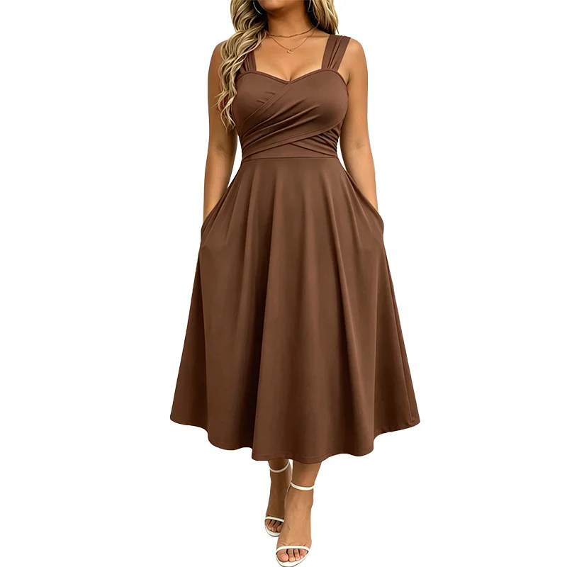 Amaina | A-Linien-Midikleid mit überkreuzter Taille