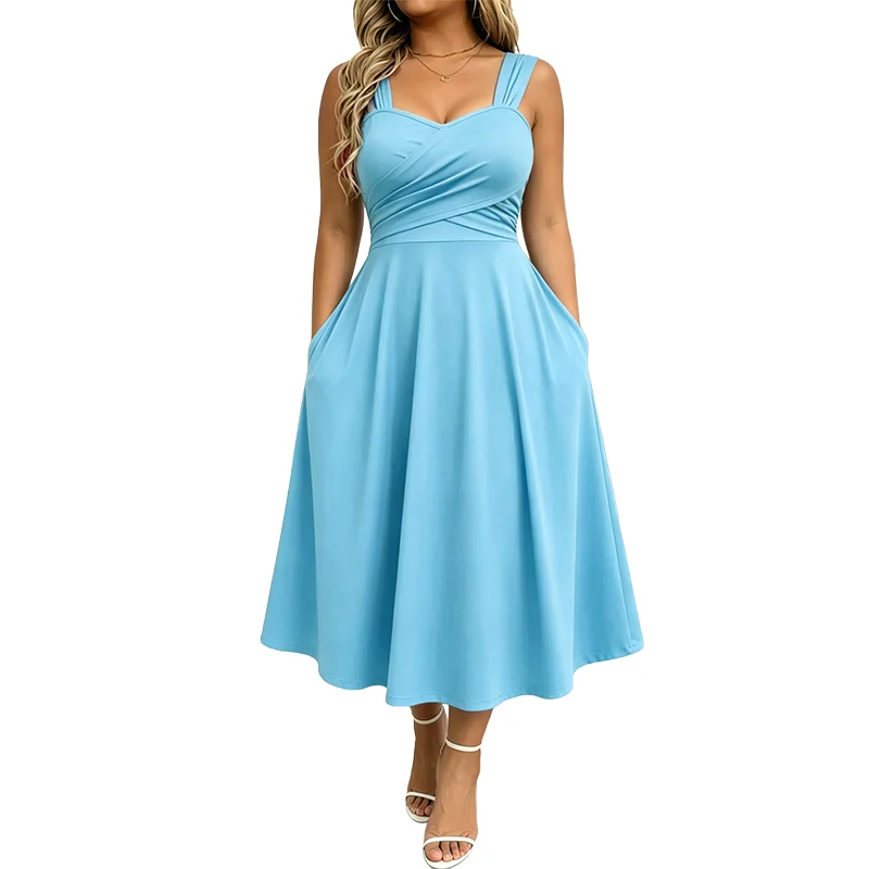 Amaina | A-Linien-Midikleid mit überkreuzter Taille