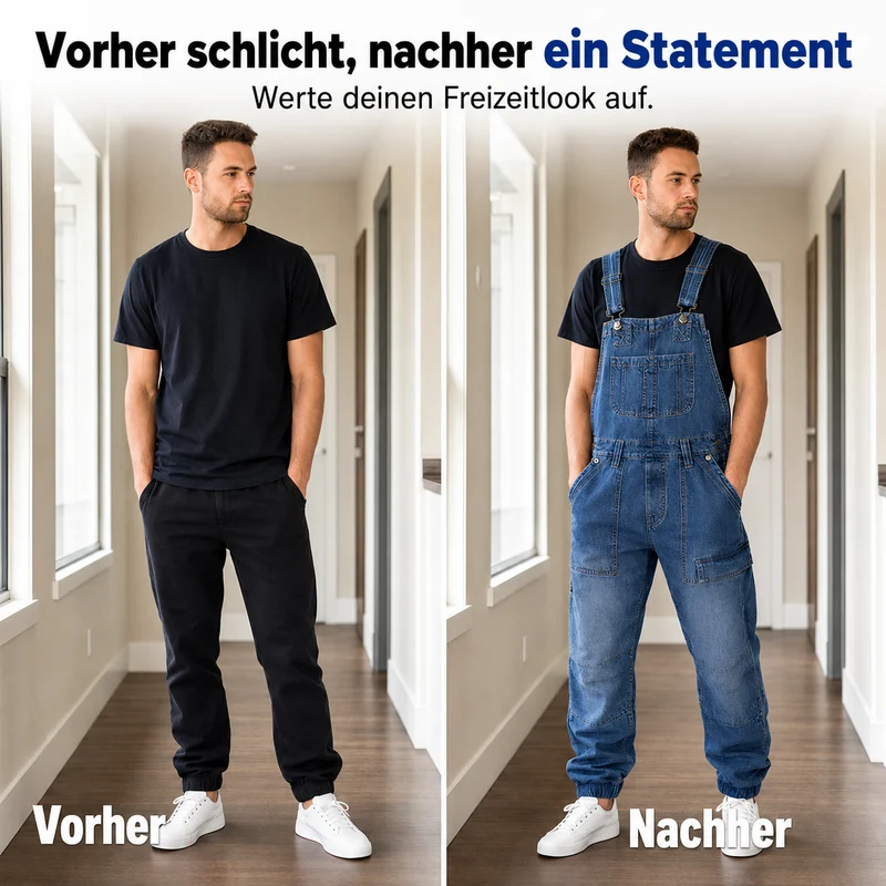 Erluo | Lässige Denim-Latzhose mit mehreren Taschen