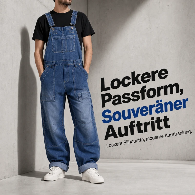 Erluo | Lässige Denim-Latzhose mit mehreren Taschen