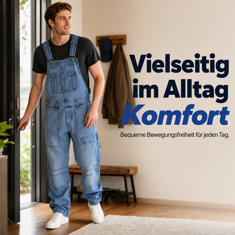 Erluo | Lässige Denim-Latzhose mit mehreren Taschen