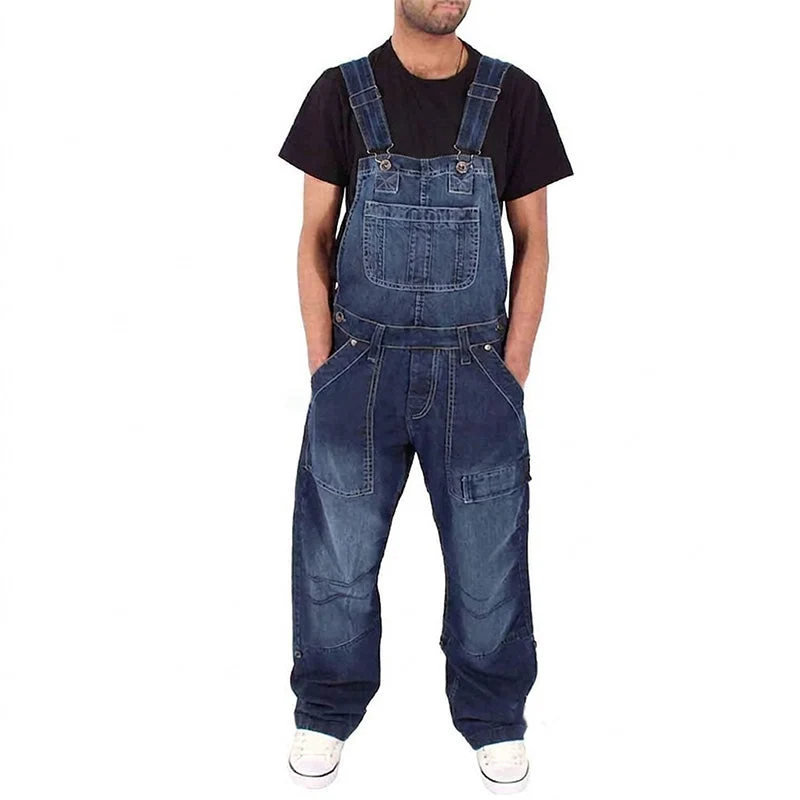 Erluo | Lässige Denim-Latzhose mit mehreren Taschen