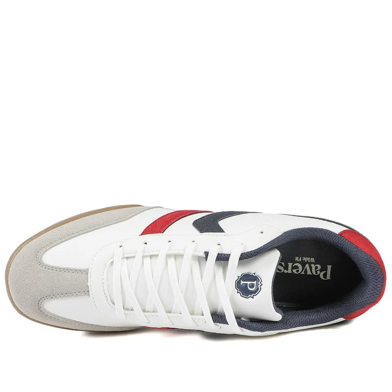Wide Fit Memory Foam Lace Up Trainers - SUNCH43000 / 328 962 - White-Navy-Red