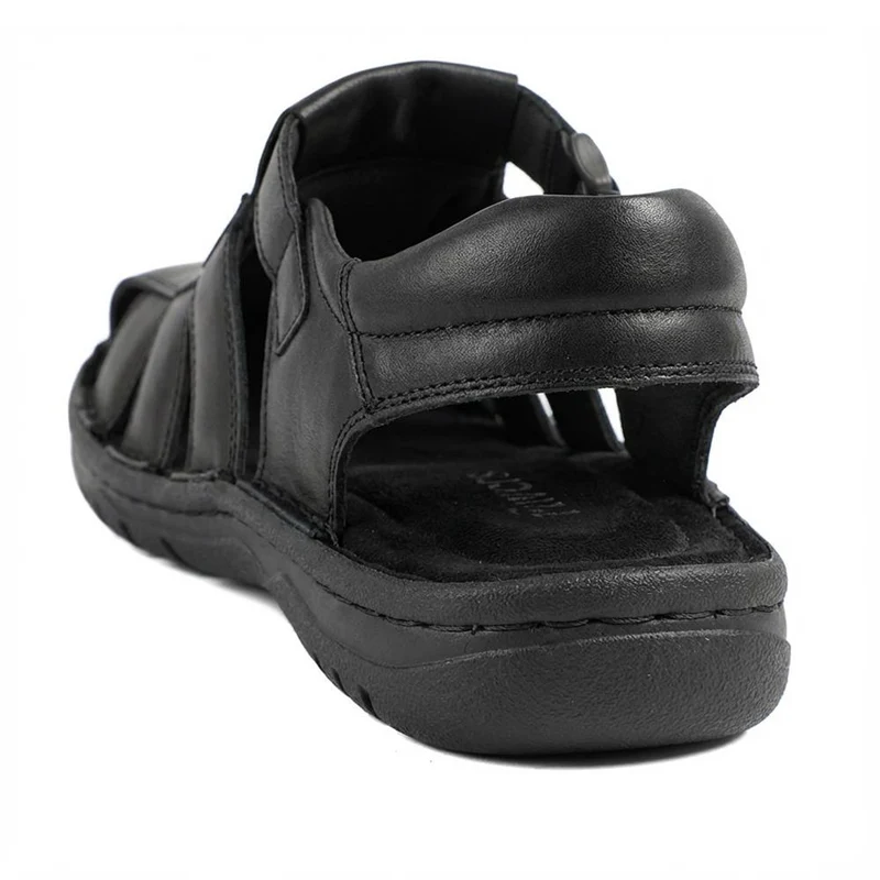 Premium Leather Touch Fastening Sandals - AATRA43010 / 328 938 - Black