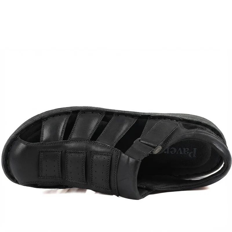 Premium Leather Touch Fastening Sandals - AATRA43010 / 328 938 - Black