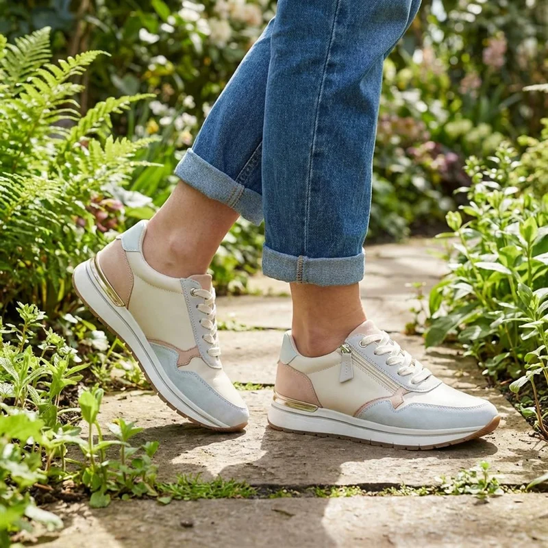Bellissimo Chunky Zip & Lace Trainers - BELWBINS43029 / 328 932 - Beige Multi