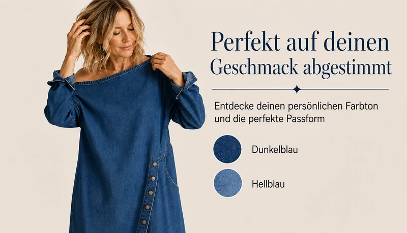 Irmelin | Schulterfreies Denim-Midikleid mit seitlichen Knöpfen