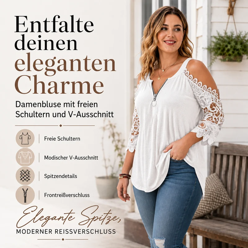 Anneliez | Spitzenoberteil mit Schulteröffnungen und Frontreißverschluss