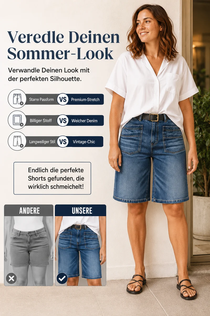 Madita | Gerade Denim-Bermudashorts mit praktischen Taschen