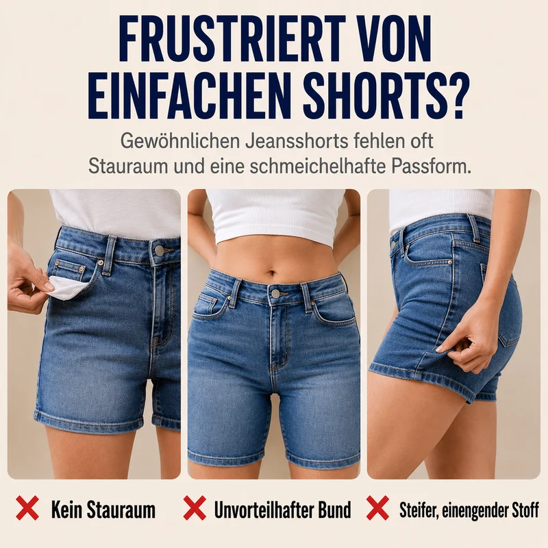 Philine | Hoch taillierte Denim-Cargo-Bermudashorts