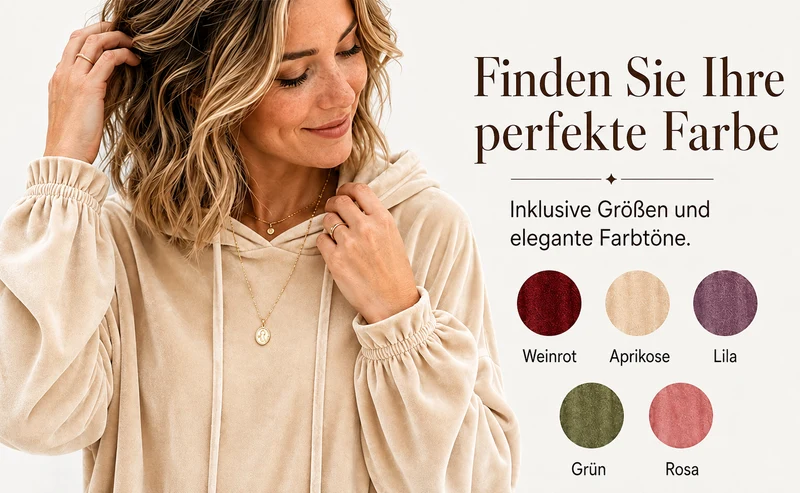 Lisanne | Lässiger Samt-Hoodie mit plissierten Bündchen
