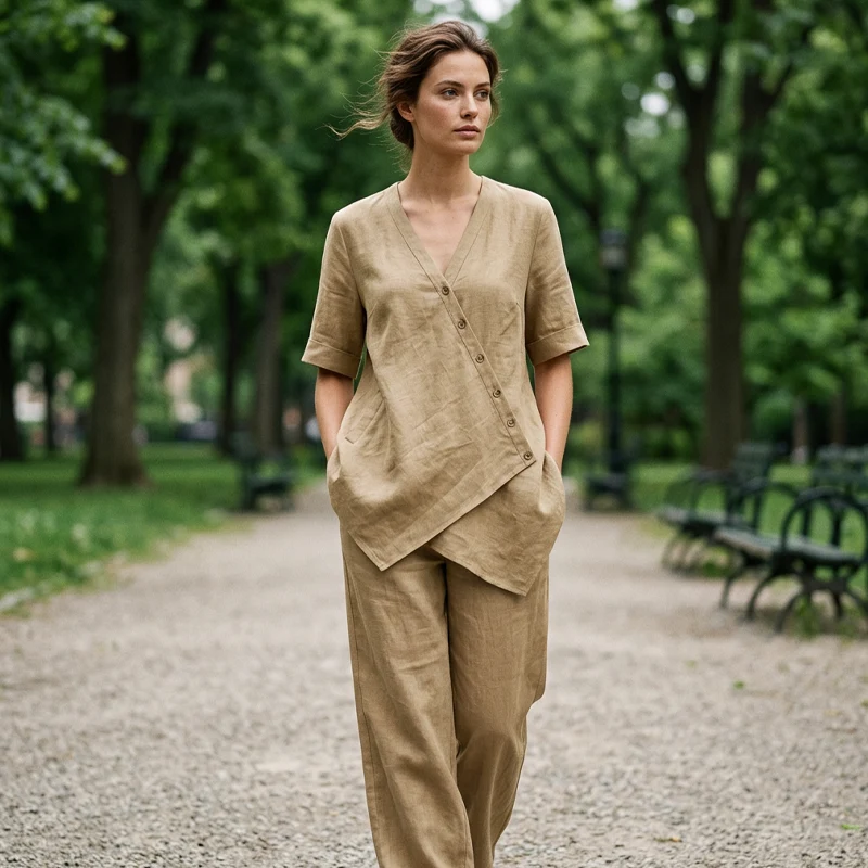 Osterlah | Asymmetrisches Zweiteiler-Set mit weiter Hose