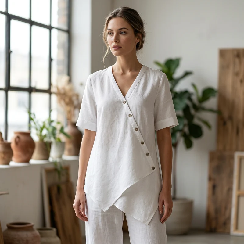 Osterlah | Asymmetrisches Zweiteiler-Set mit weiter Hose