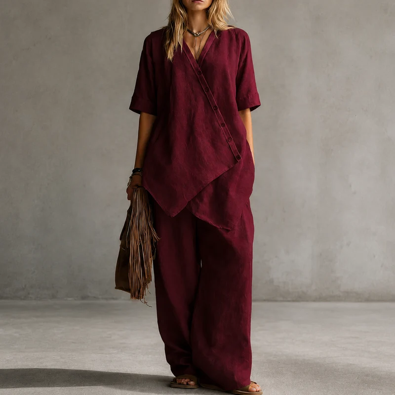 Osterlah | Asymmetrisches Zweiteiler-Set mit weiter Hose