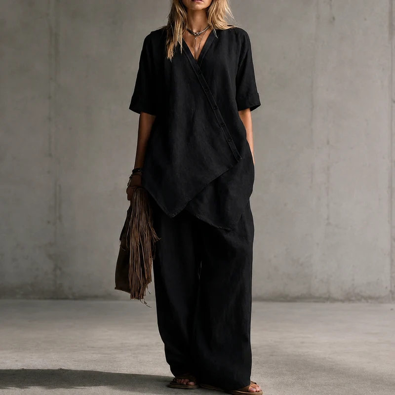 Osterlah | Asymmetrisches Zweiteiler-Set mit weiter Hose