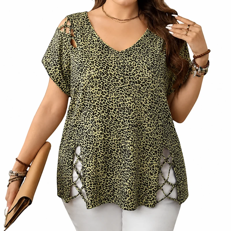 Ottavia | Lockeres Leo-Oberteil mit Cut-out-Details