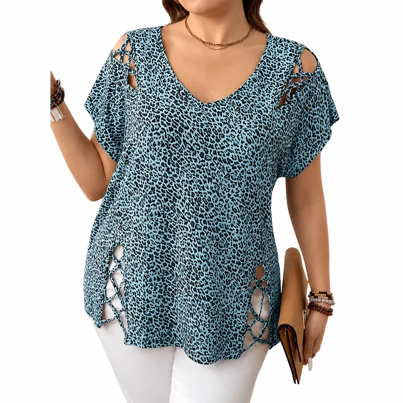 Ottavia | Lockeres Leo-Oberteil mit Cut-out-Details