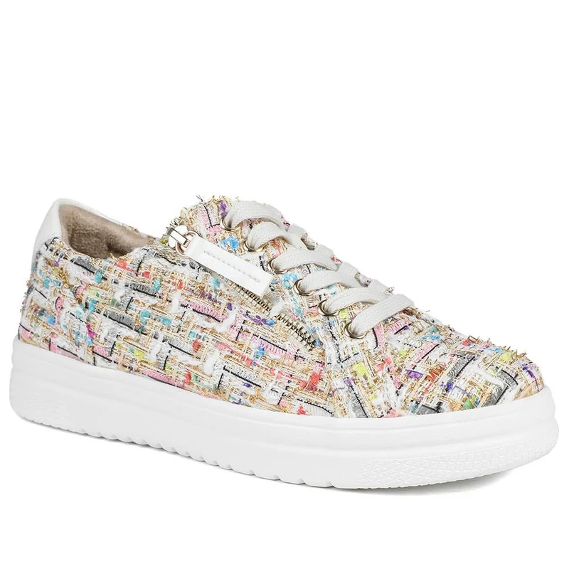 Wide Fit Fabric Zip & Lace Trainers - WBINS43027 / 328 885 - Multi
