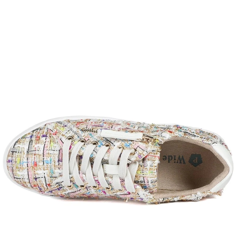 Wide Fit Fabric Zip & Lace Trainers - WBINS43027 / 328 885 - Multi