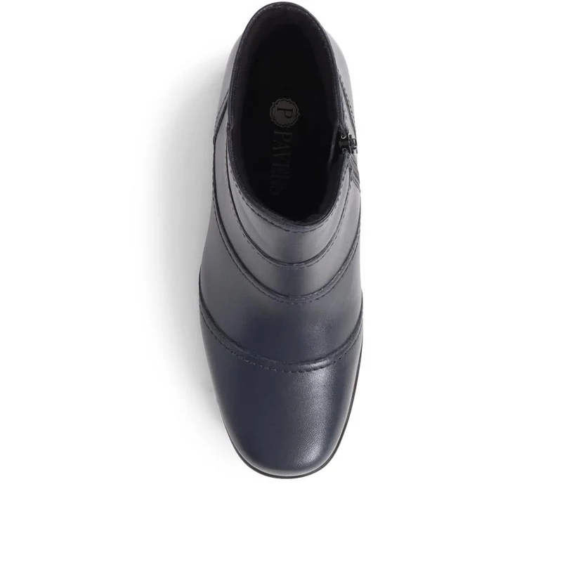 Leather Wedge Ankle Boots - KF38008 / 324 492 - Navy