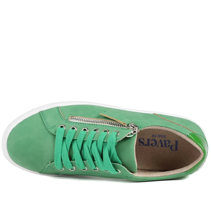 Wide Fit Zip & Lace Platform Trainers - WBINS43003 / 328 884 - Green