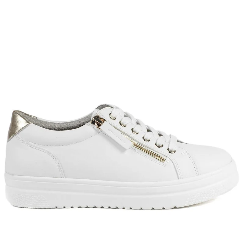 Wide Fit Zip & Lace Platform Trainers - WBINS43003 / 328 884 - White