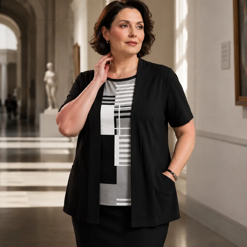 Berenice | Mehrlagiges Colorblock-Oberteil mit modernem Print