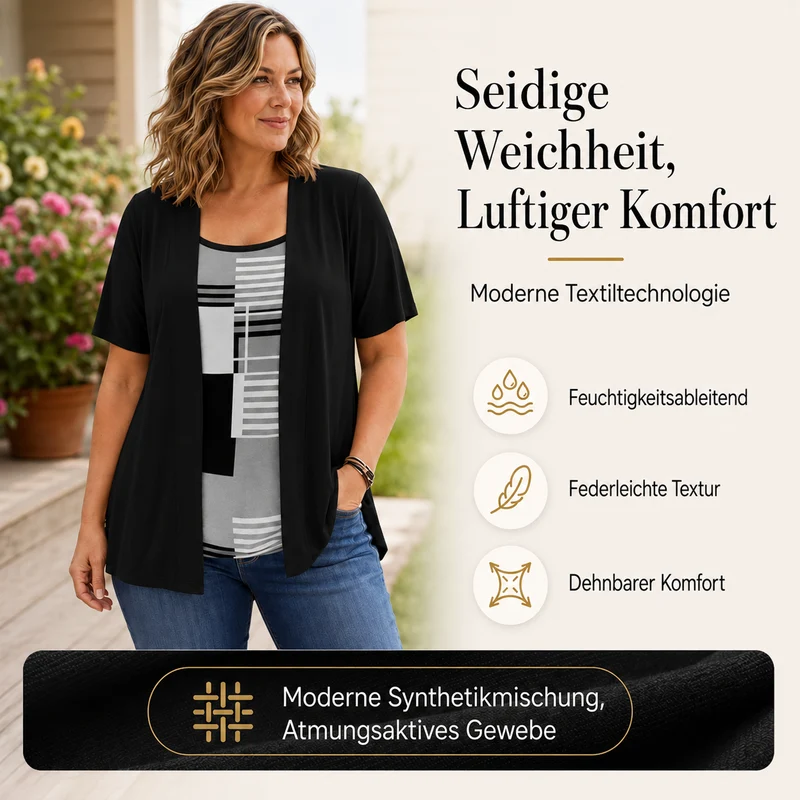 Berenice | Mehrlagiges Colorblock-Oberteil mit modernem Print