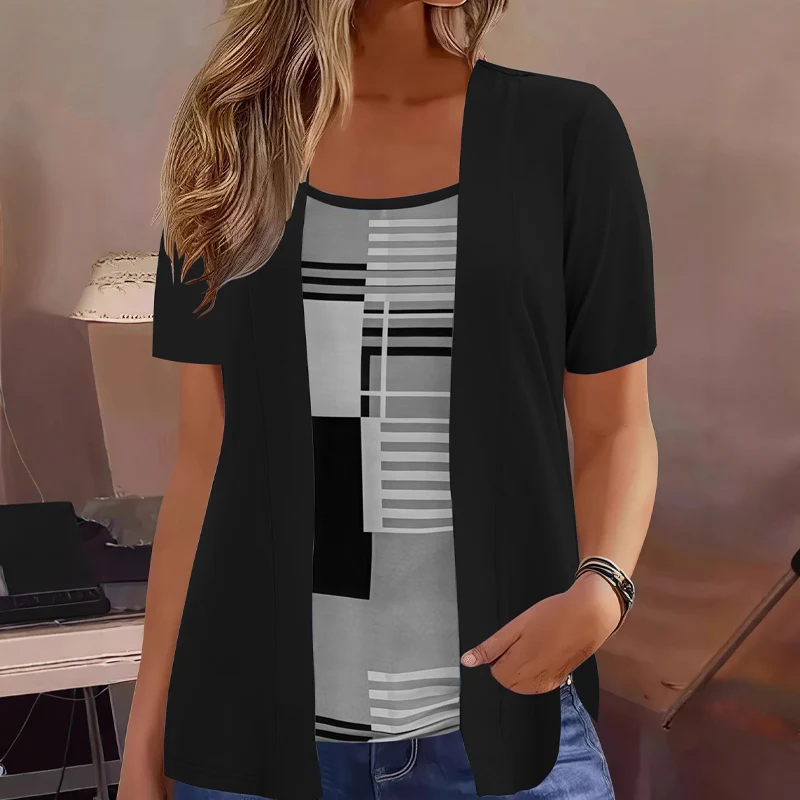 Berenice | Mehrlagiges Colorblock-Oberteil mit modernem Print