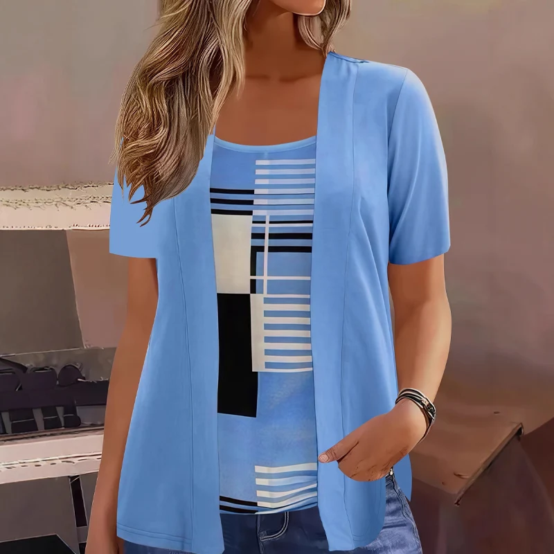 Berenice | Mehrlagiges Colorblock-Oberteil mit modernem Print