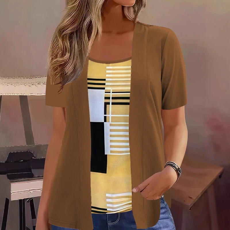 Berenice | Mehrlagiges Colorblock-Oberteil mit modernem Print