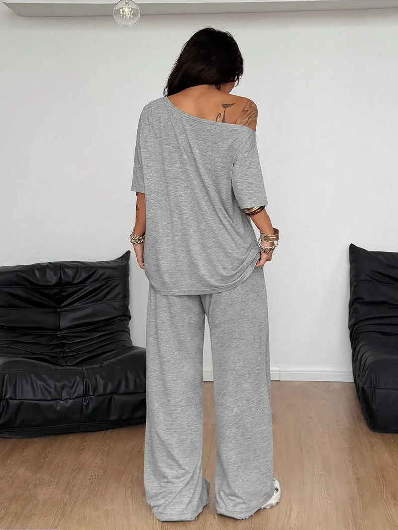 Korinna | Schulterfreies Zweiteiler-Set mit weiter Hose
