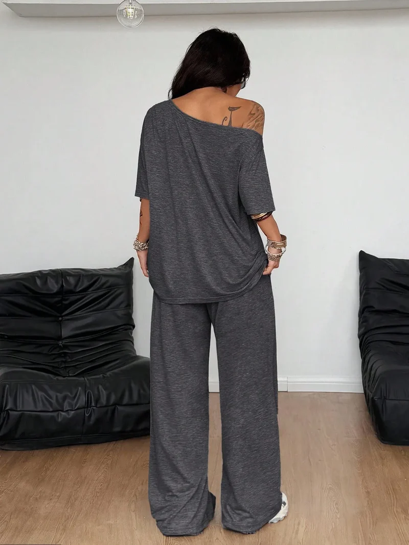 Korinna | Schulterfreies Zweiteiler-Set mit weiter Hose