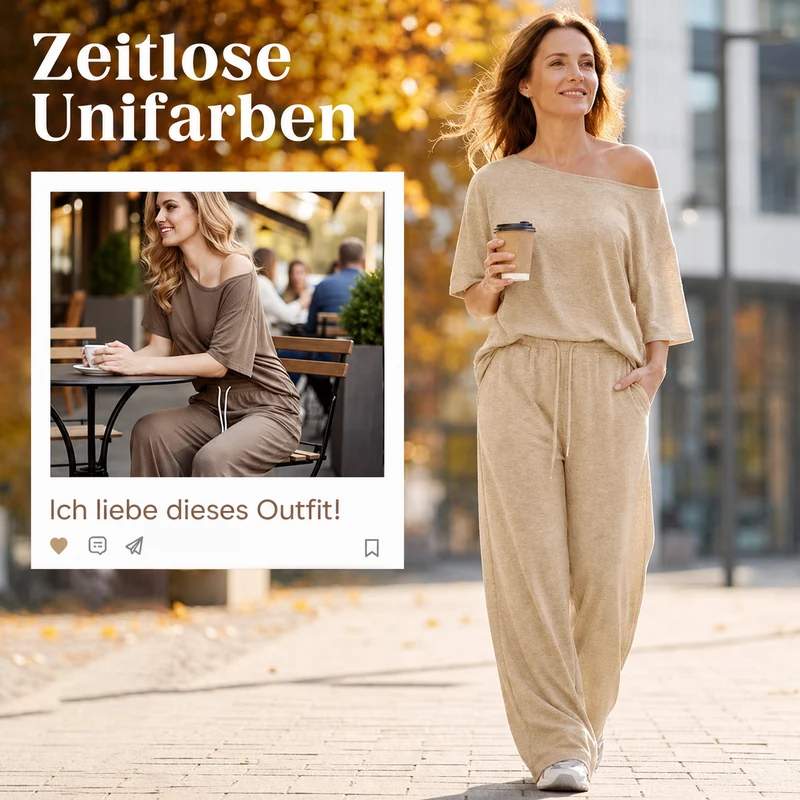 Korinna | Schulterfreies Zweiteiler-Set mit weiter Hose