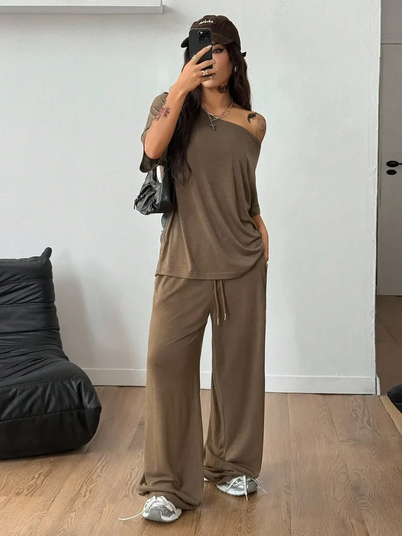 Korinna | Schulterfreies Zweiteiler-Set mit weiter Hose