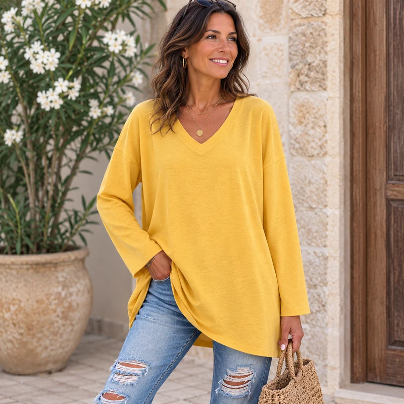 Natascha | Lockerer Strickpullover mit V-Ausschnitt